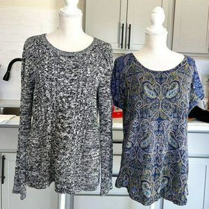 Bundle of Gray Marled Old Navy Sweater and Lucky Brand Top Bundle Size Large